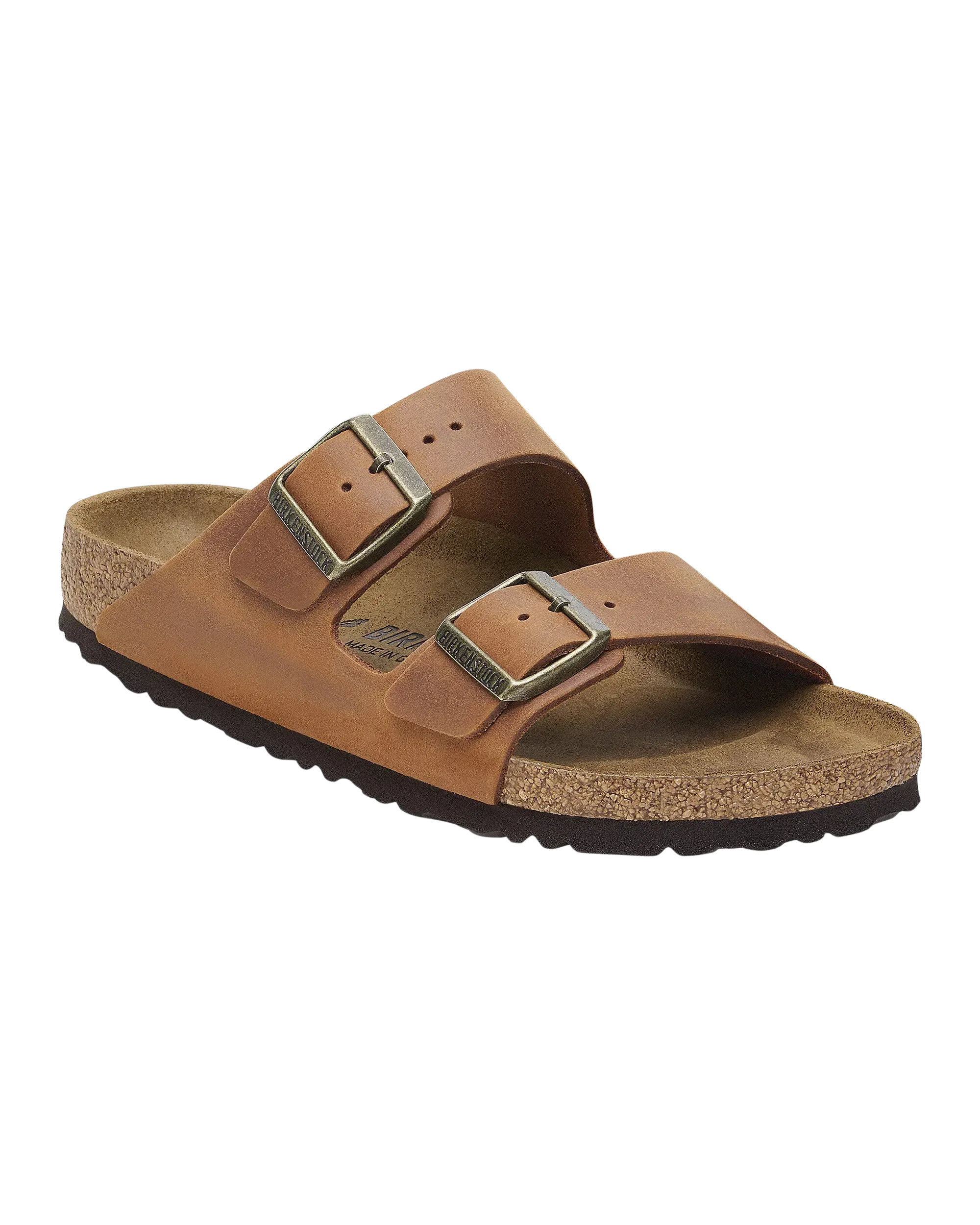 Arizona Natural Leather Oiled Sandals in Cognac