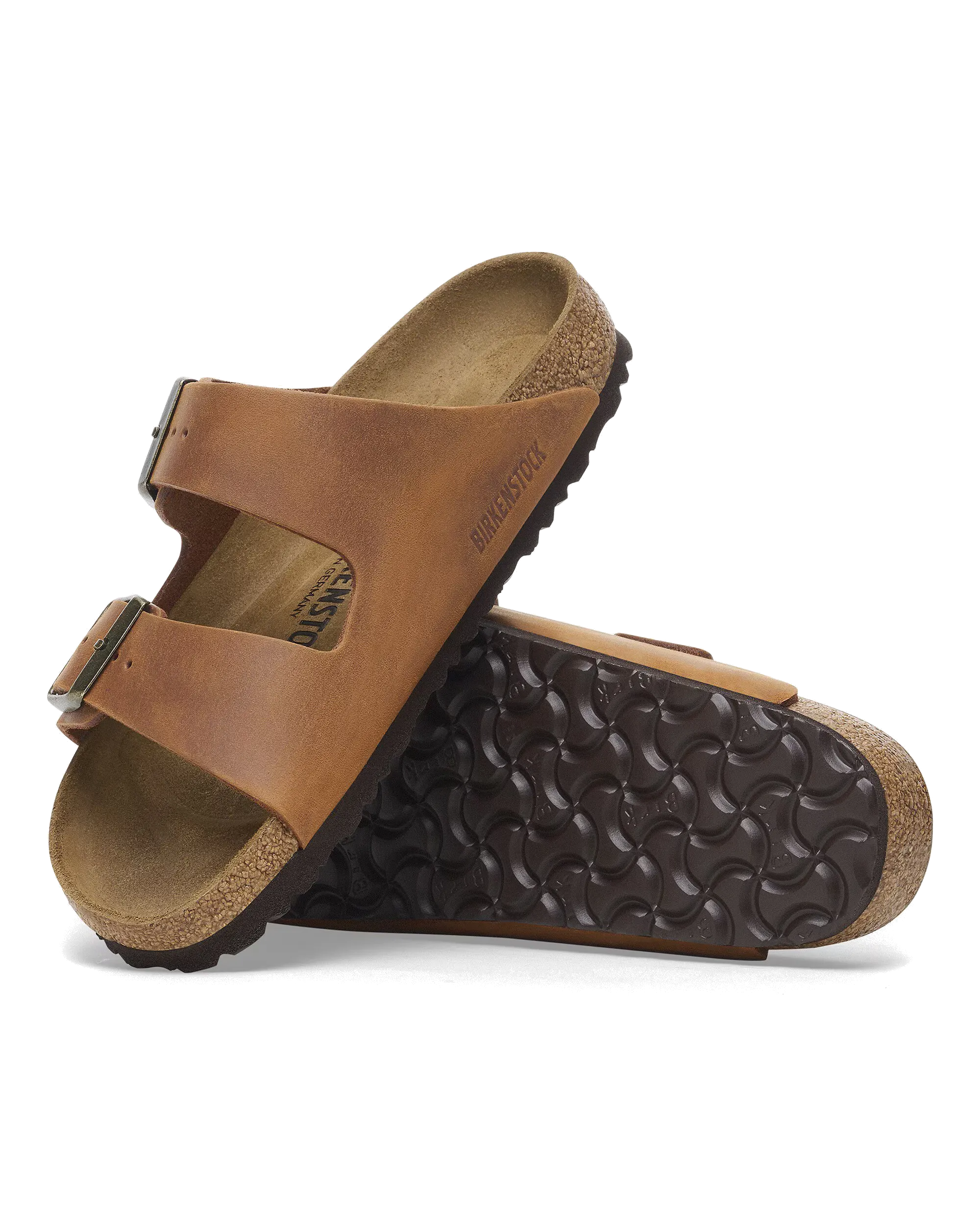 Arizona Natural Leather Oiled Sandals in Cognac