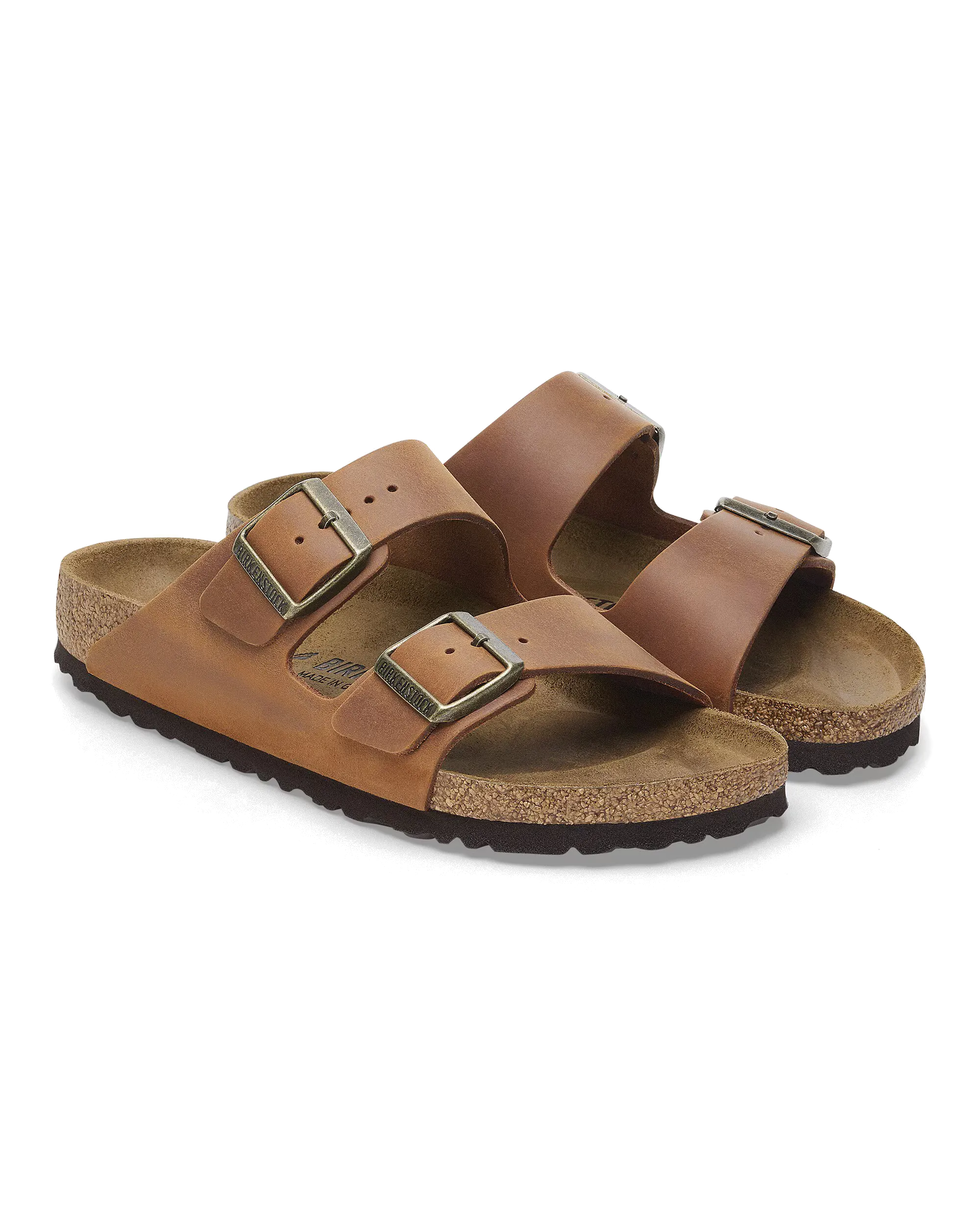 Arizona Natural Leather Oiled Sandals in Cognac