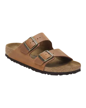 Arizona Natural Leather Oiled Sandals in Cognac