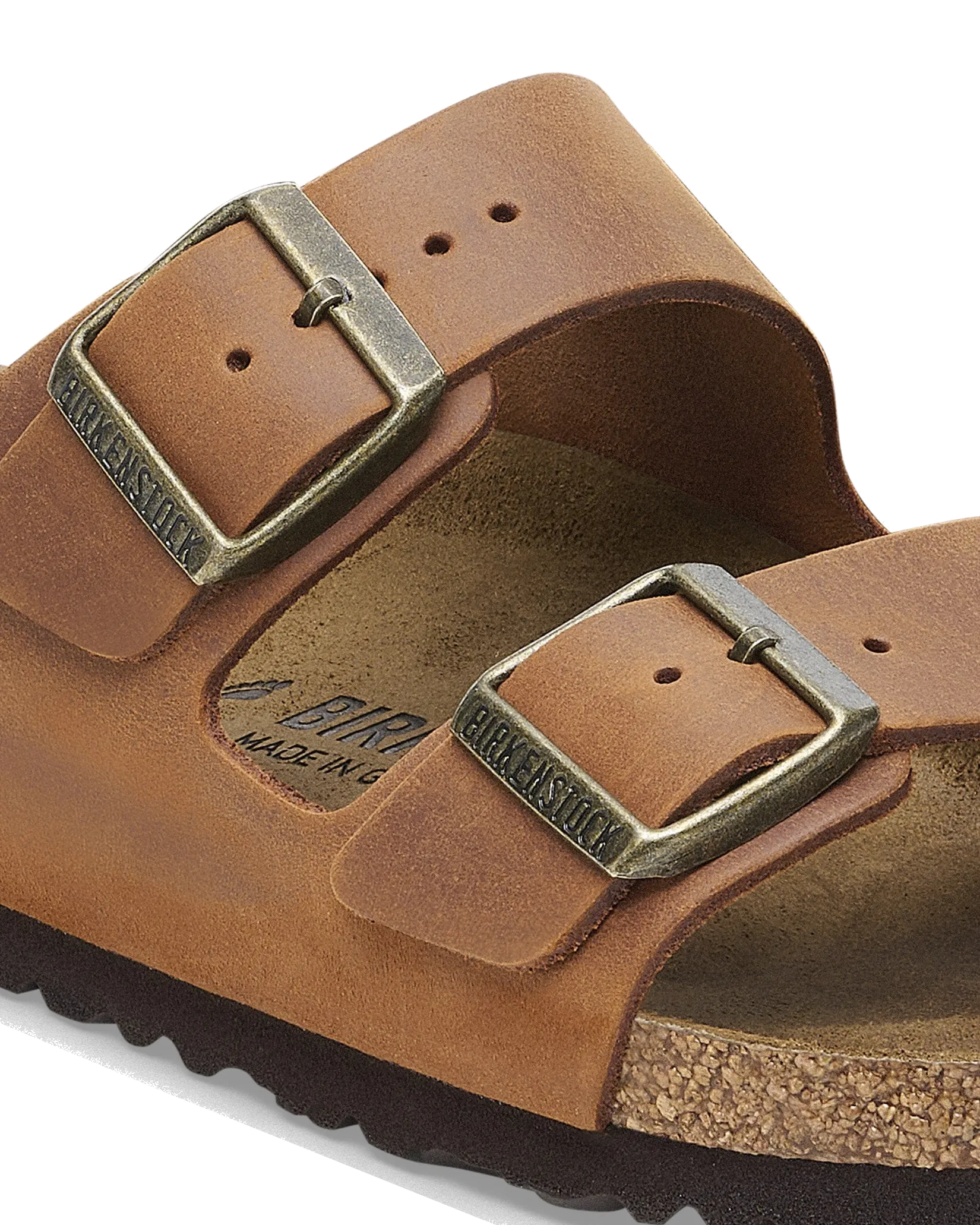 Arizona Natural Leather Oiled Sandals in Cognac