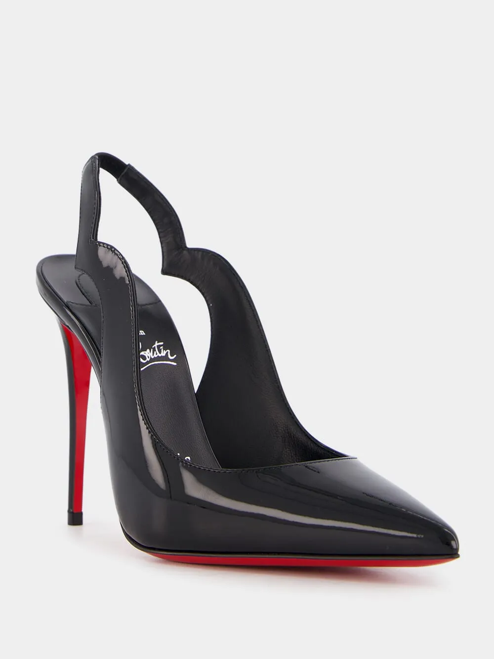 Black Hot Chick Sling 100 mm Leather Pumps