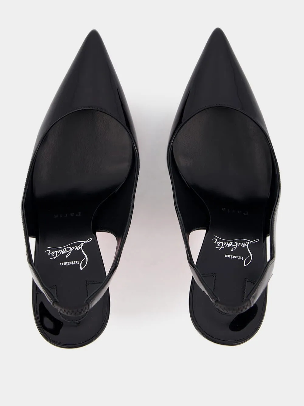 Black Hot Chick Sling 100 mm Leather Pumps