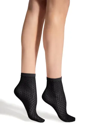 Black Satin Touch Dots Socks