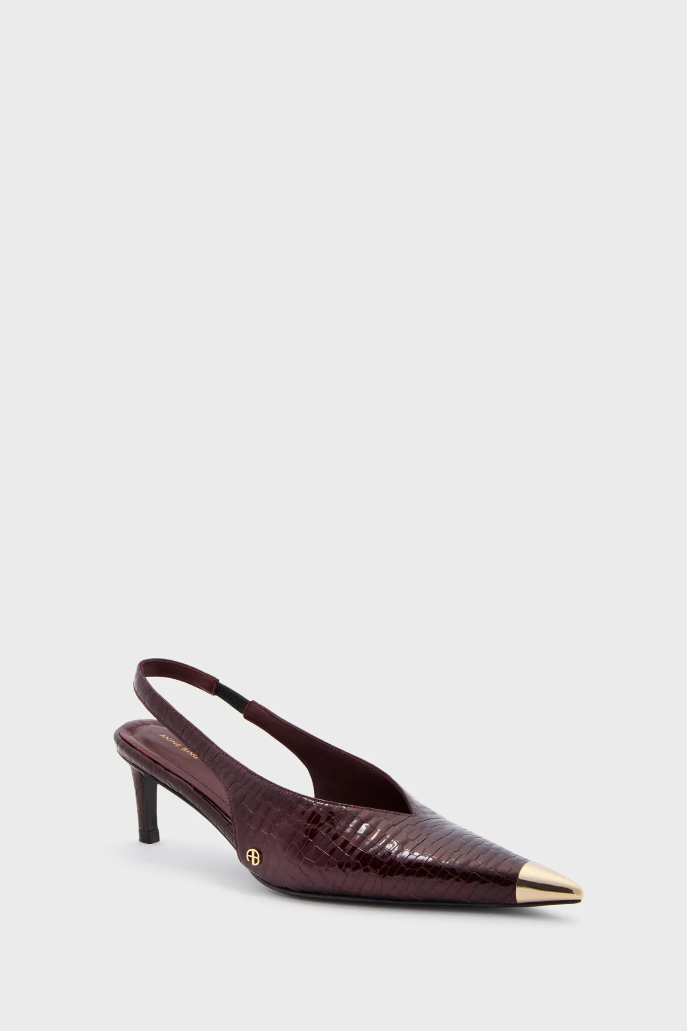 Burgundy Nina Heels with Metal Toe Cap