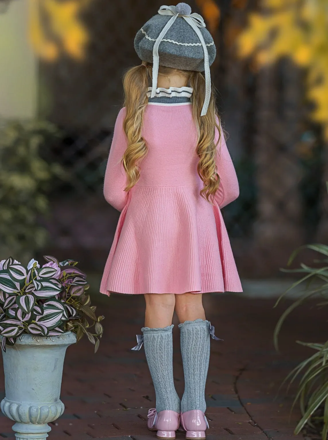 Coral Beautiful Bow Sweater Dress