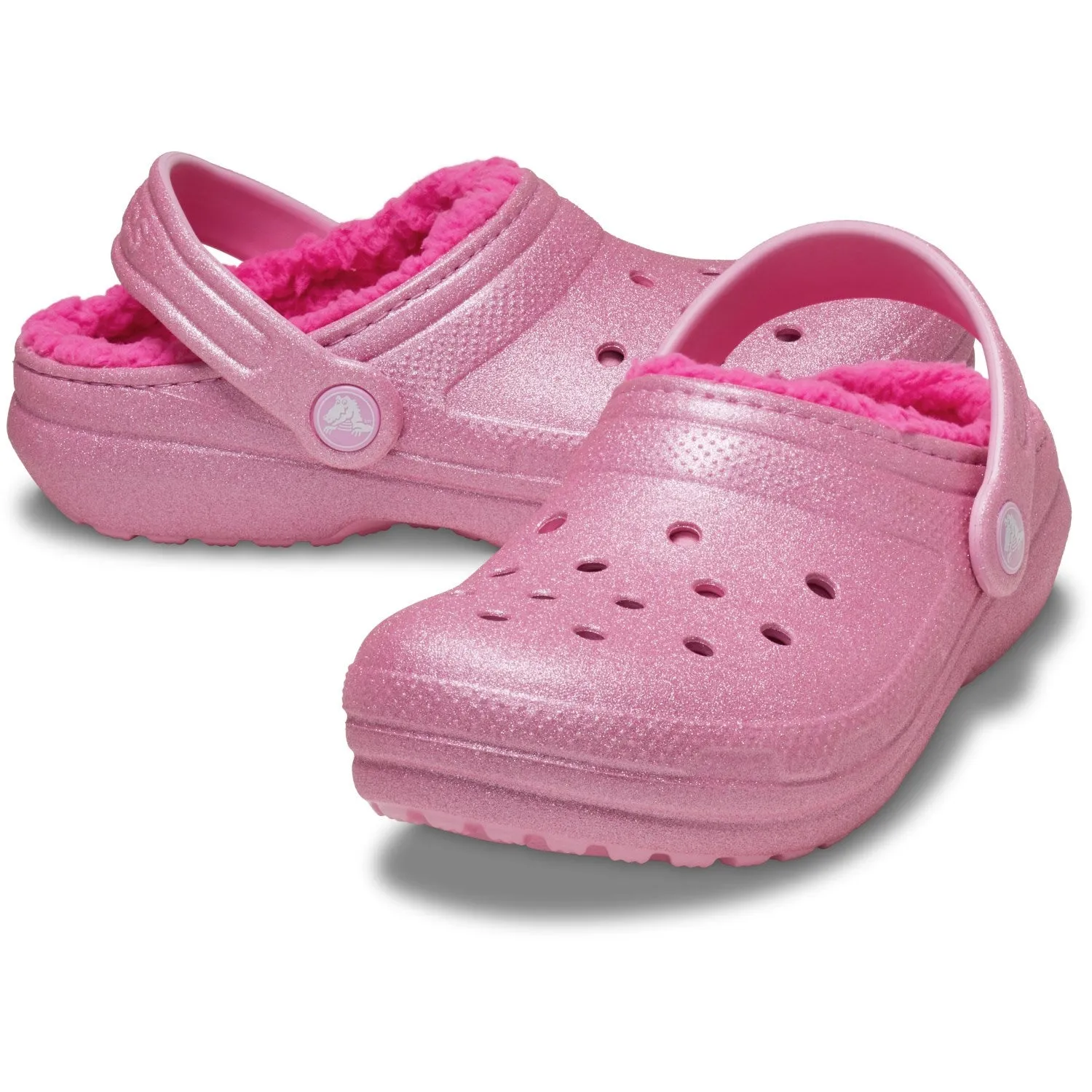 Crocs Pink Tweed Classic Lined Glitter Clog