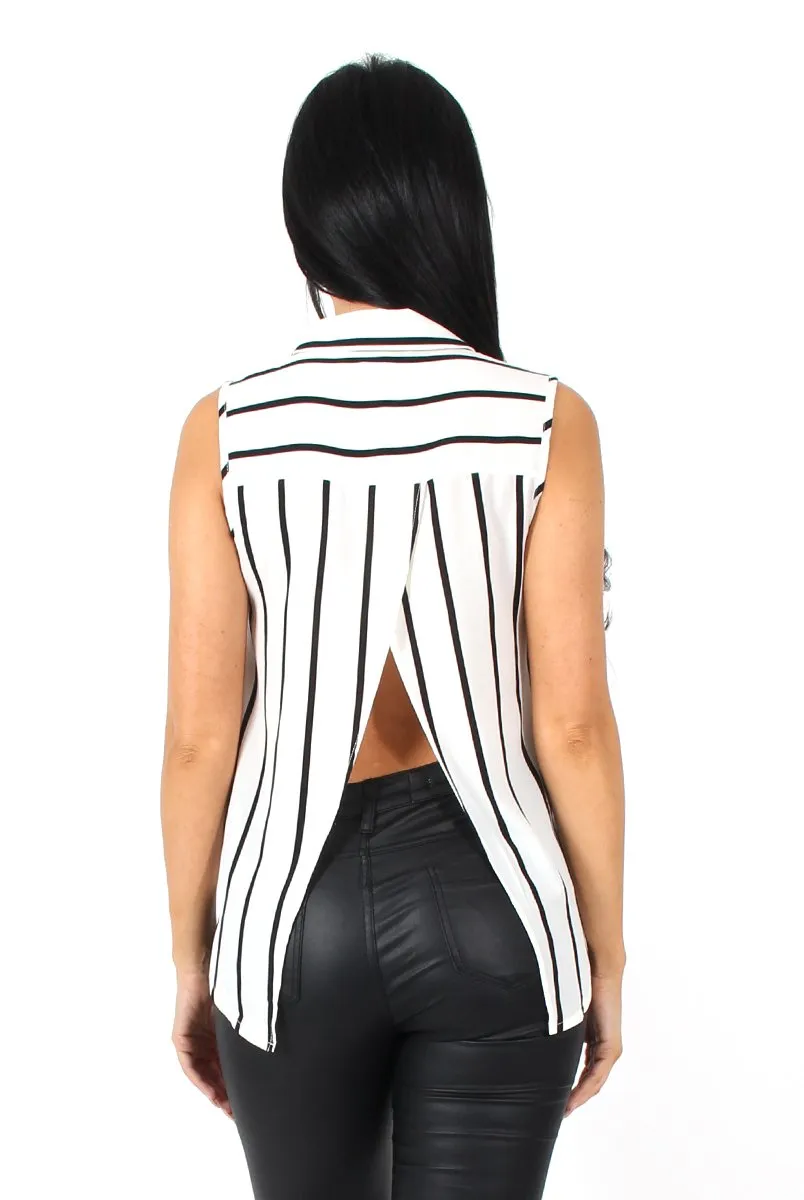 Elsie Black And White Split Striped Shirt