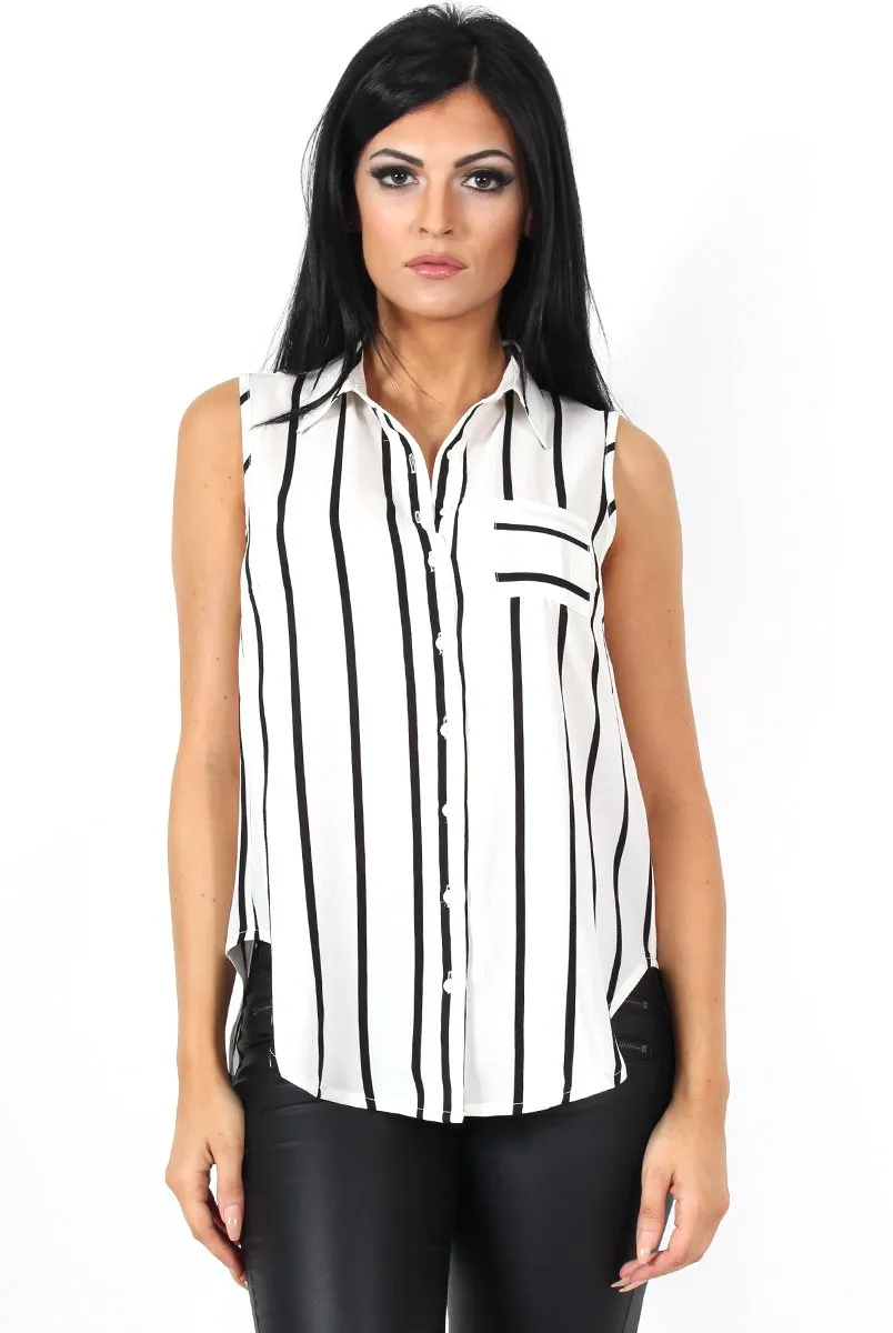 Elsie Black And White Split Striped Shirt