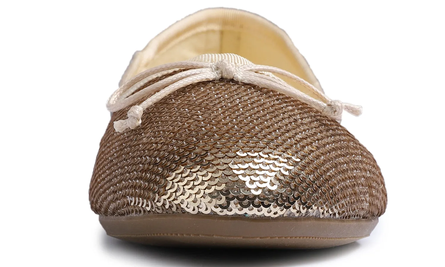 Feversole Women's Sparkle Memory Foam Cushioned Colorful Shiny Ballet Flats Gold Sequin