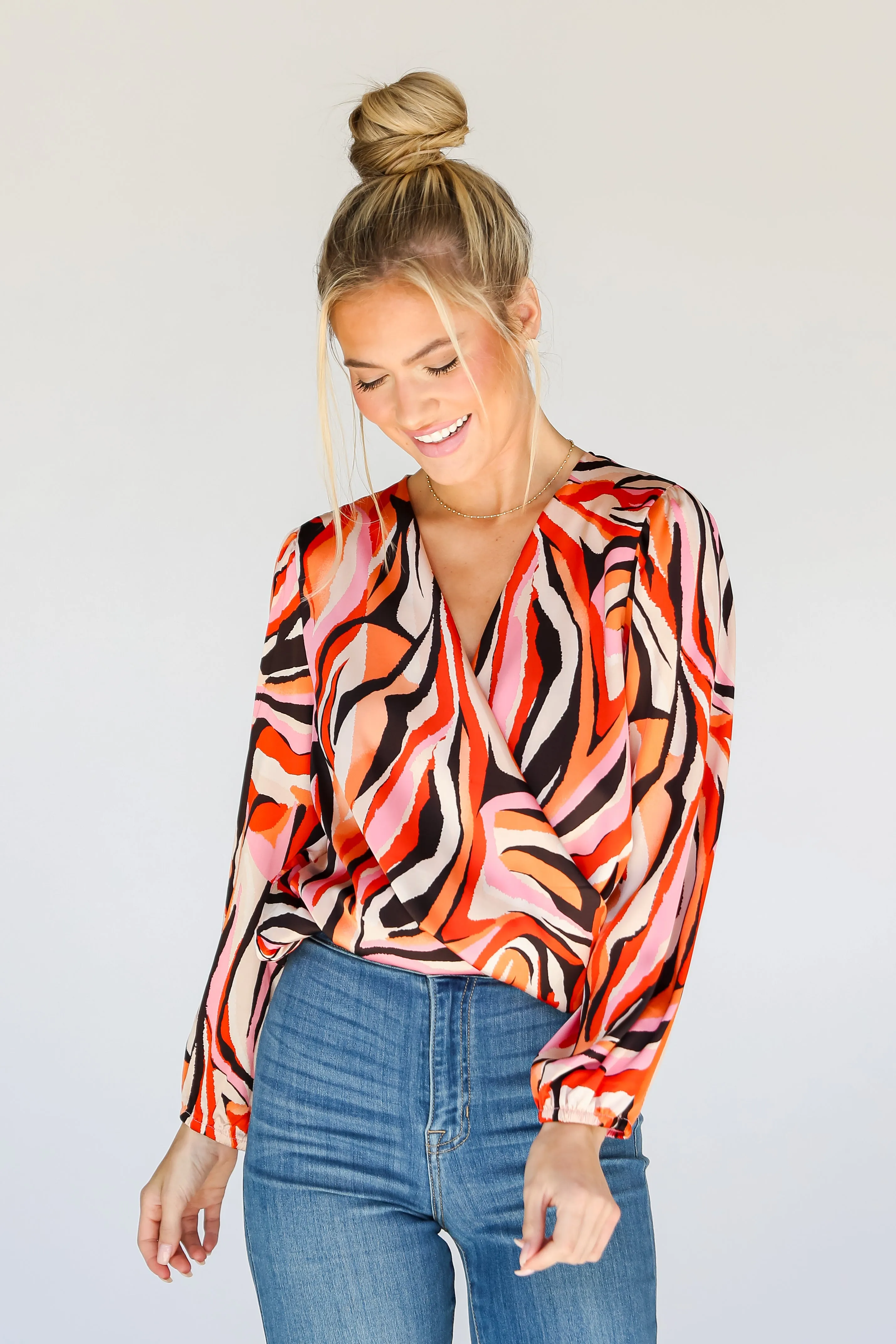 FINAL SALE - Party Icon Surplice Blouse