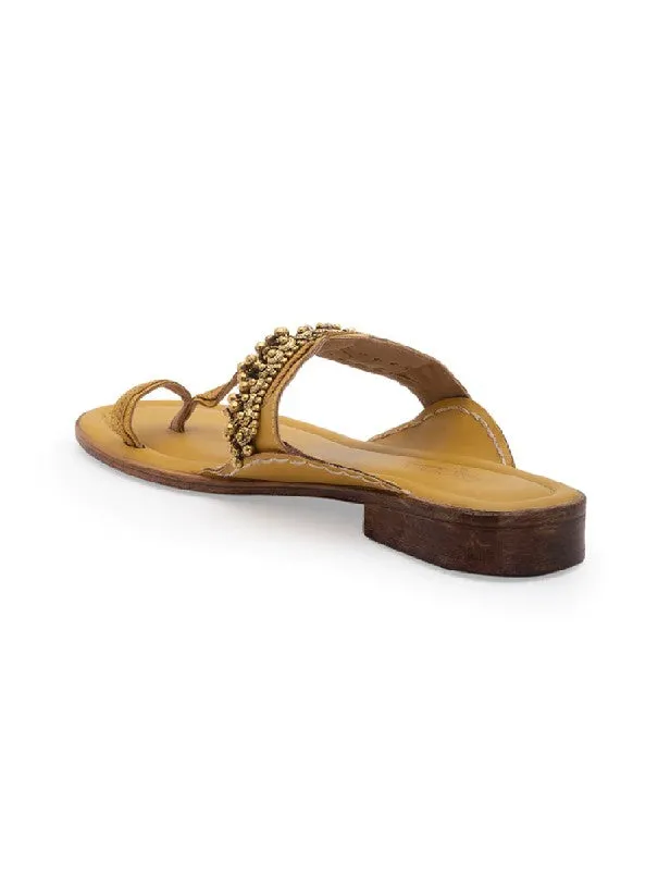 Ghugroo Love - Yellow Handcrafted Kolhapuri Flats