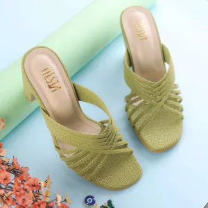 Green Strappy Block Heels | Tiesta Shoes