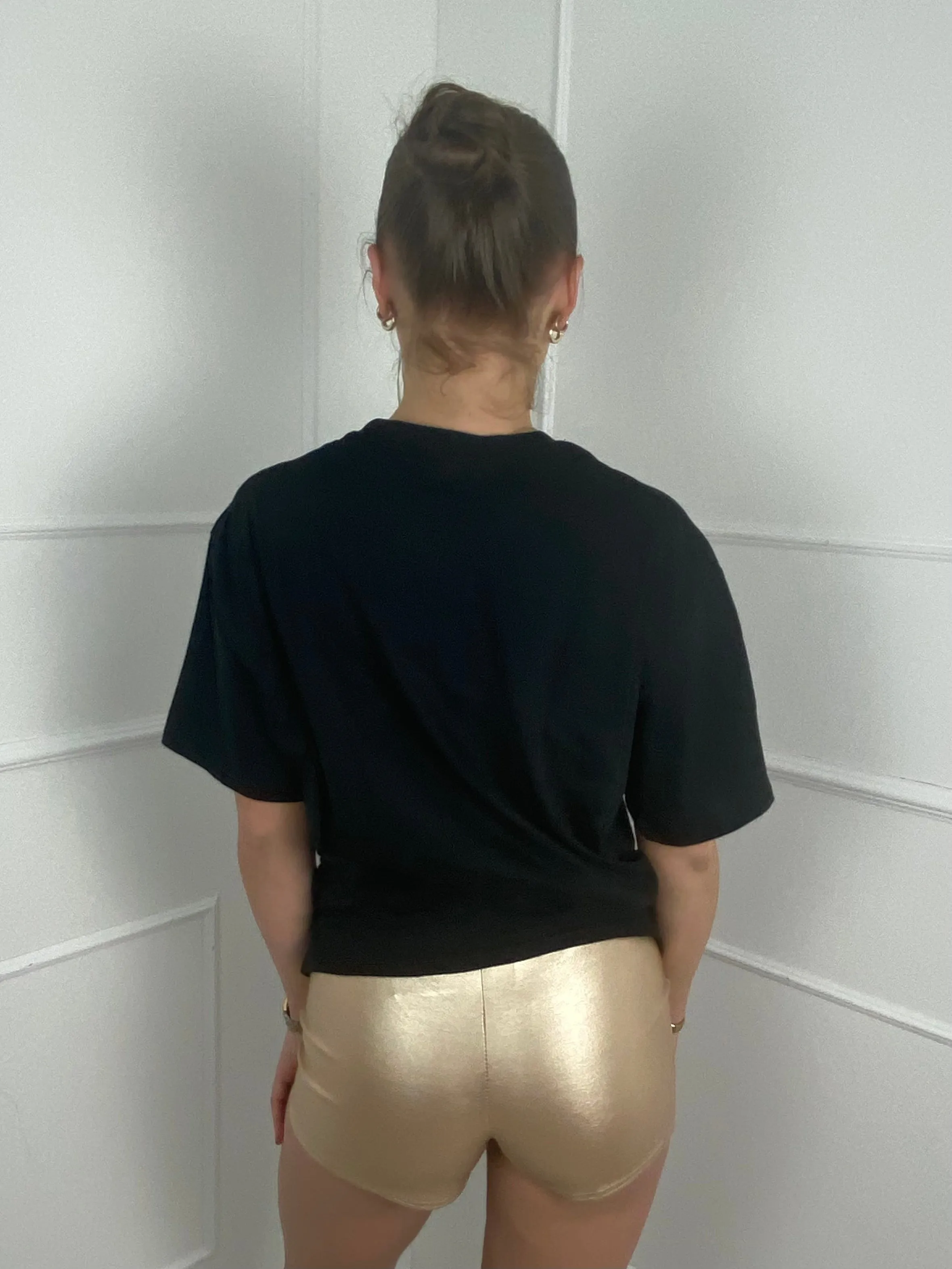 Low Waisted Matte PVC Shorts- Gold