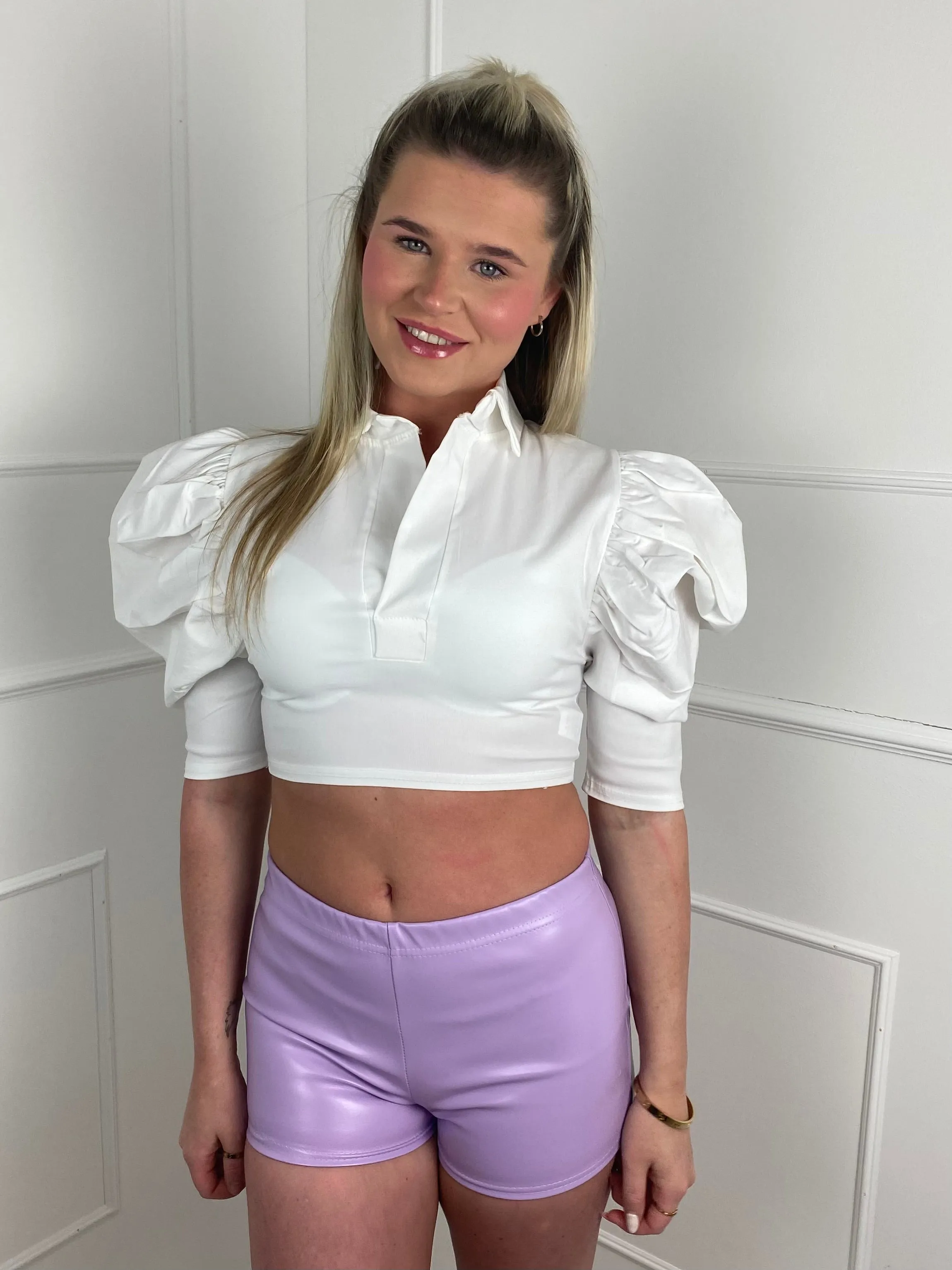 Low Waisted Matte PVC Shorts- Lilac