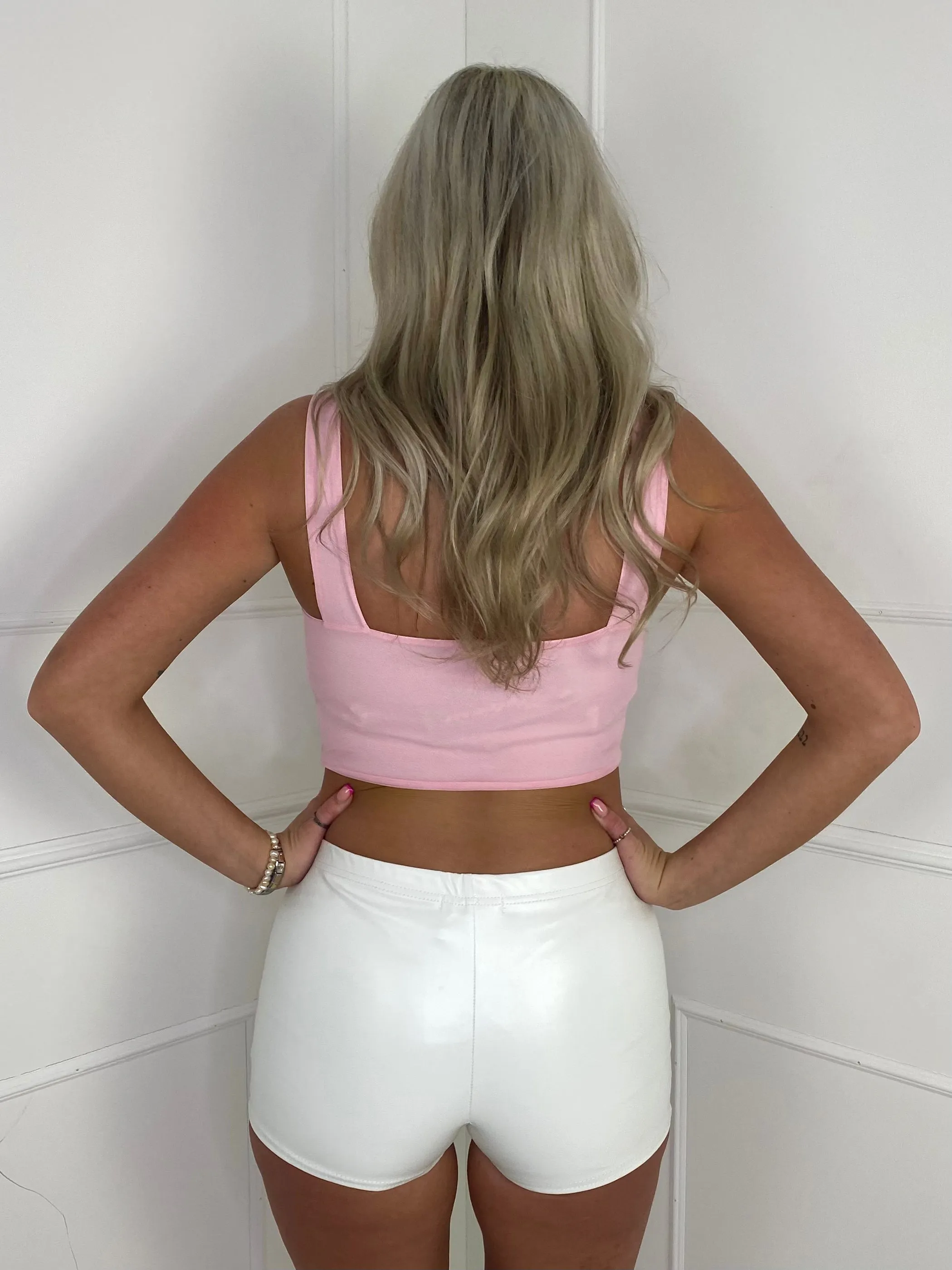 Low Waisted Matte PVC Shorts- White