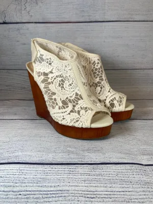 Lucky Brand White Lace Wedge Womens size 8 NWOB