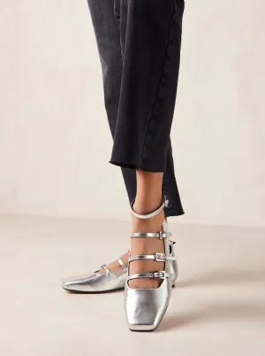 Luke Shimmer Silver Leather Ballet Flats