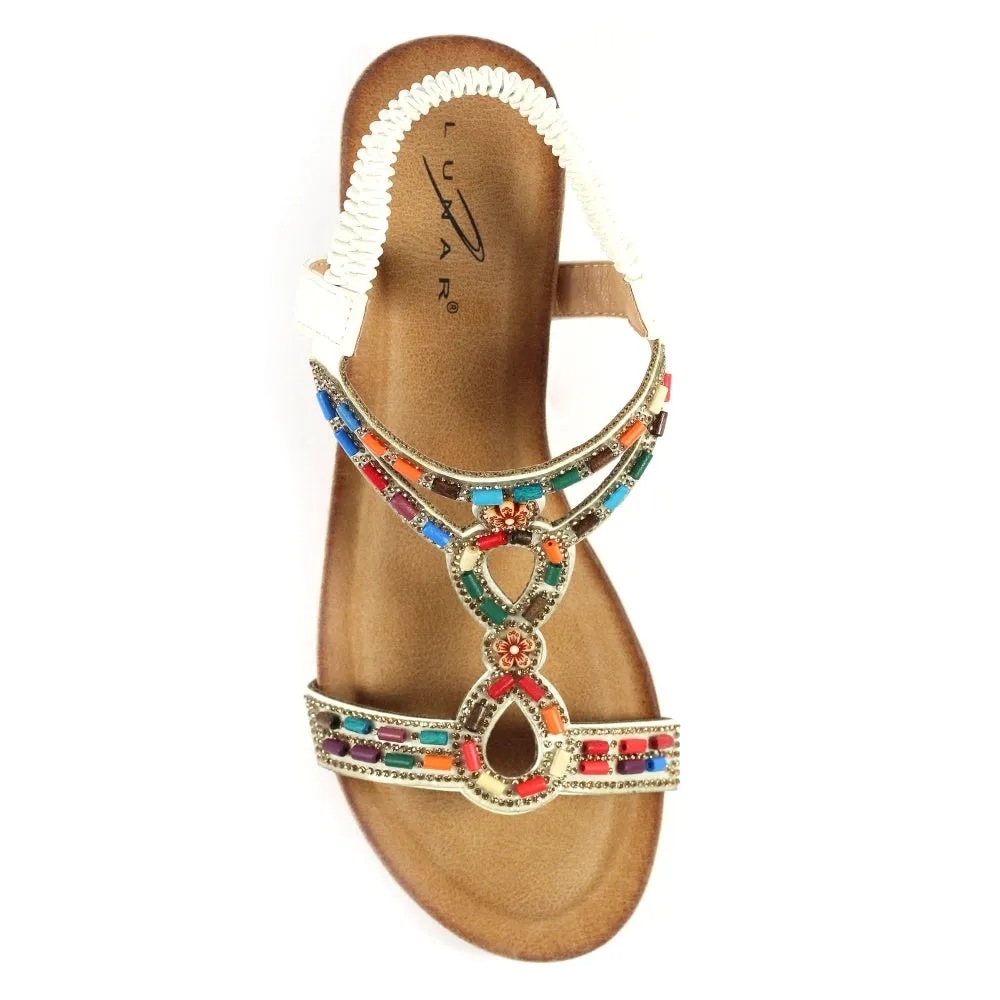 Lunar JLH478 Epsom Ladies White Pull On Sandals