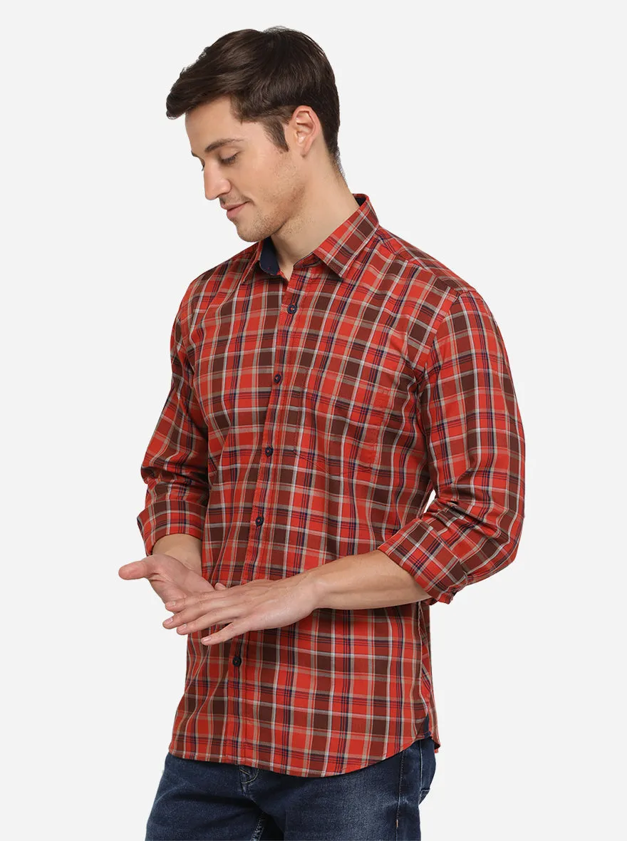 Multicolor Checked Slim Fit Semi Casual Shirt | JadeBlue