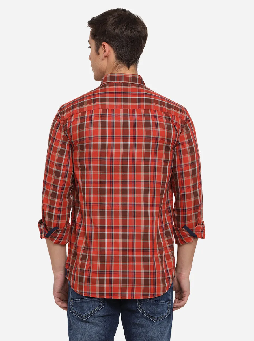 Multicolor Checked Slim Fit Semi Casual Shirt | JadeBlue