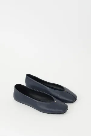 Navy Leather Eva Flat