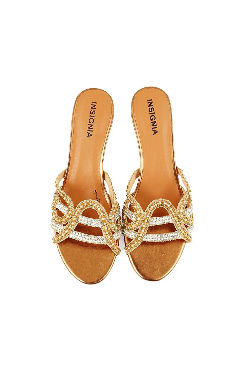 Party Wear Slip On I29270-Golden