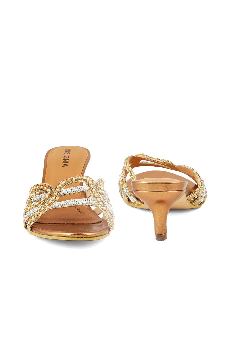 Party Wear Slip On I29270-Golden