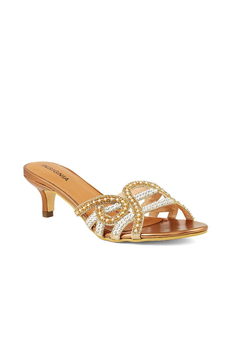 Party Wear Slip On I29270-Golden