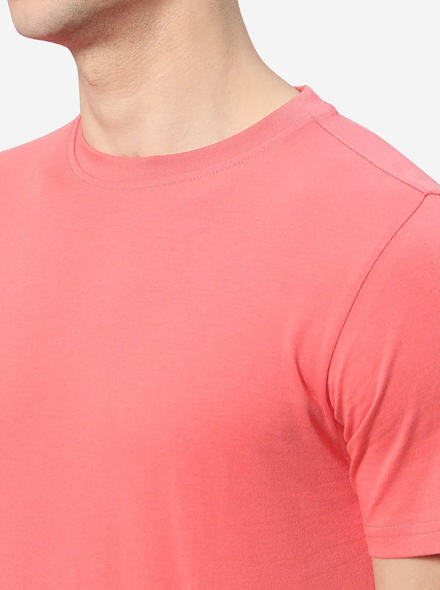 Pink Solid Slim Fit T-Shirt | JadeBlue