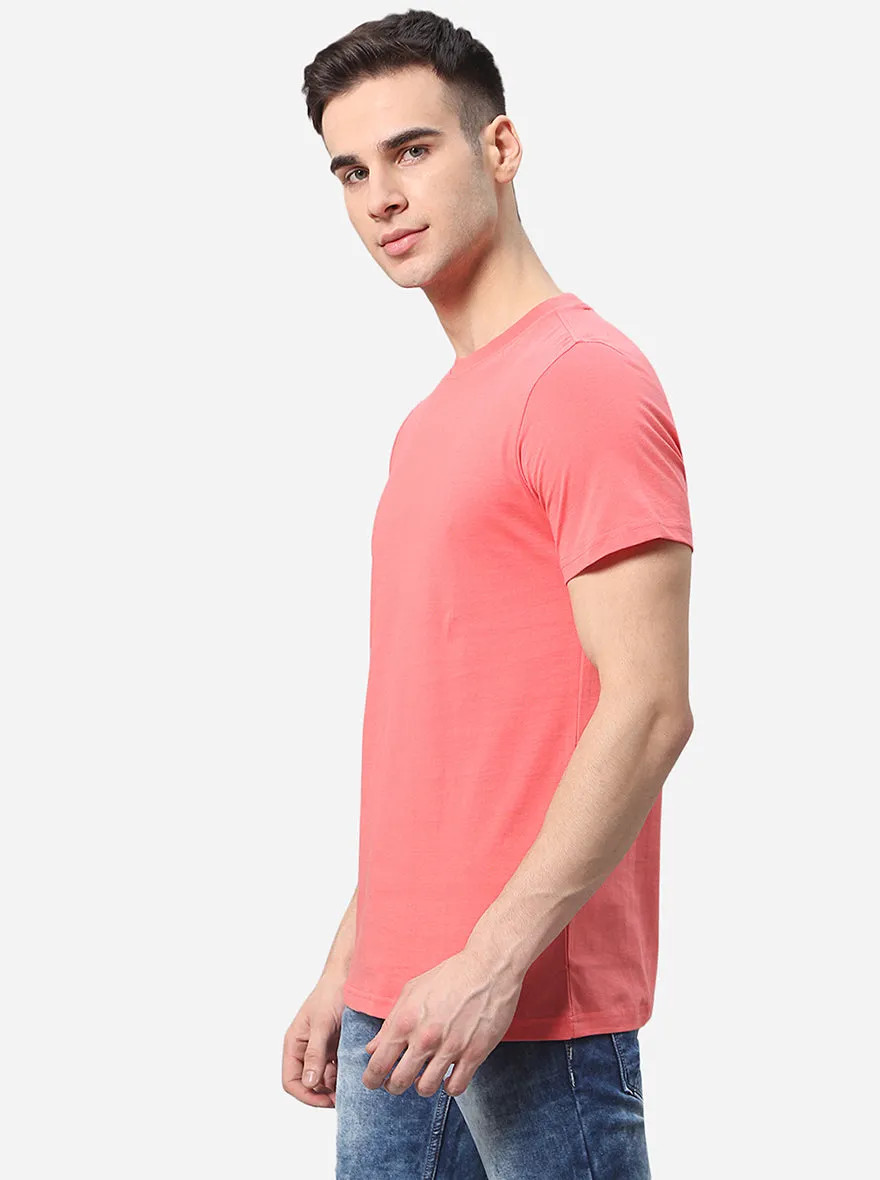 Pink Solid Slim Fit T-Shirt | JadeBlue