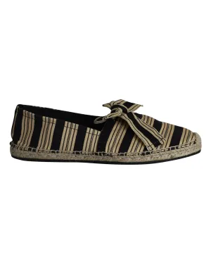 Playful Striped Canvas Bow Espadrille Flats