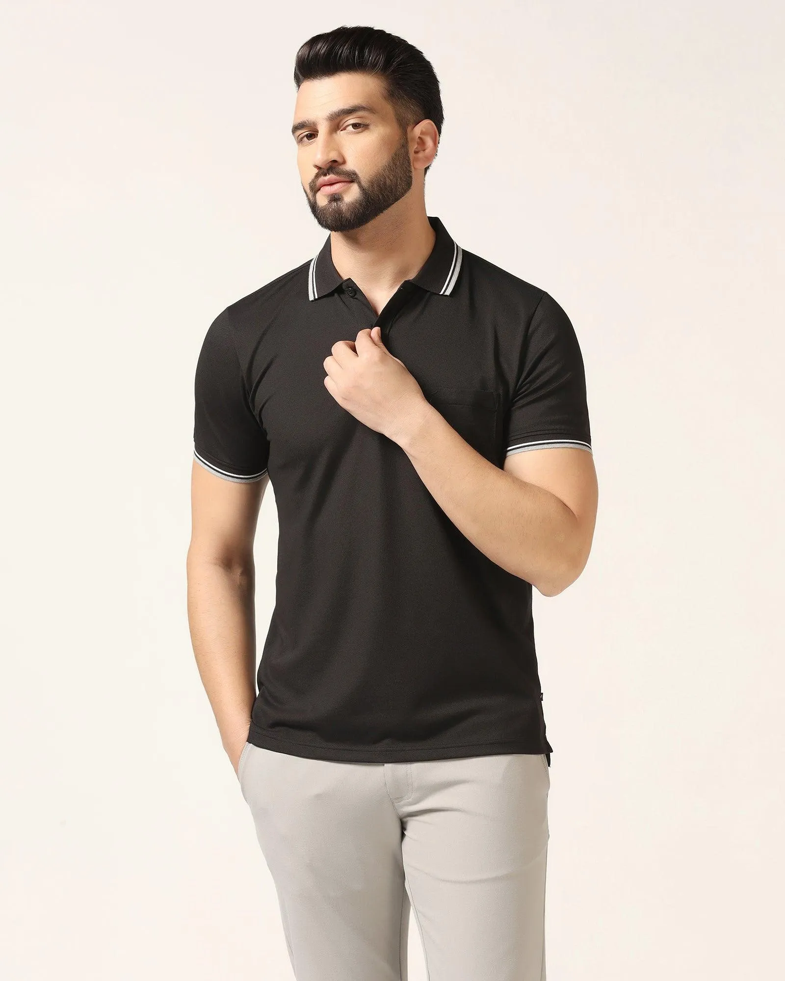 Polo Black Solid T-Shirt - Walter