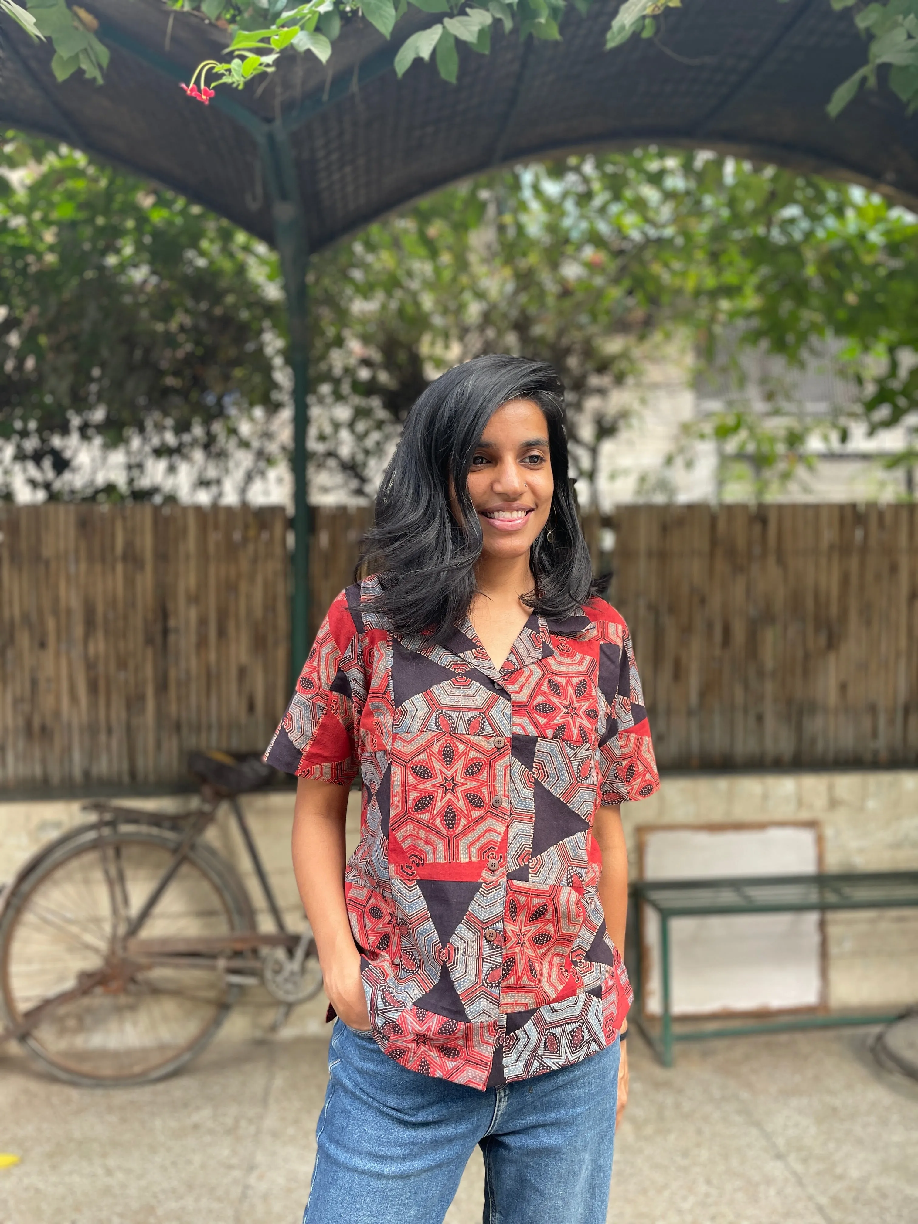 Rangeela Handprinted Patchwork Shirt (Pre-order)