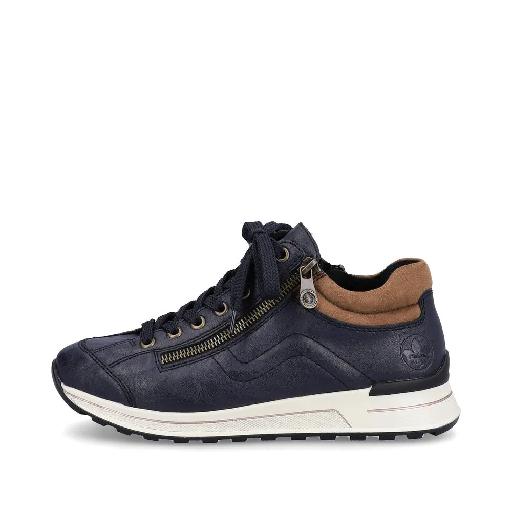 Rieker Ladies Sneakers Half Boots Navy Soft Uppers Zip Trainers N1400-14 sale