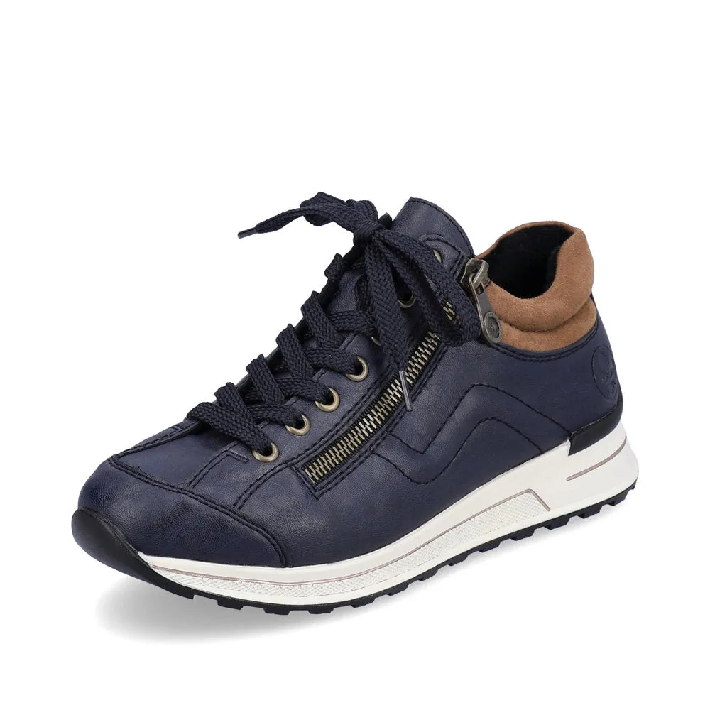 Rieker Ladies Sneakers Half Boots Navy Soft Uppers Zip Trainers N1400-14 sale