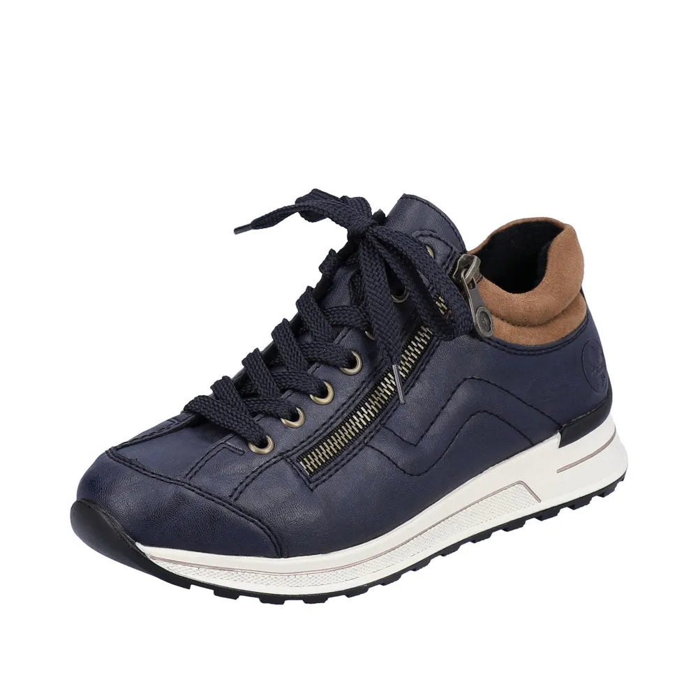 Rieker Ladies Sneakers Half Boots Navy Soft Uppers Zip Trainers N1400-14 sale