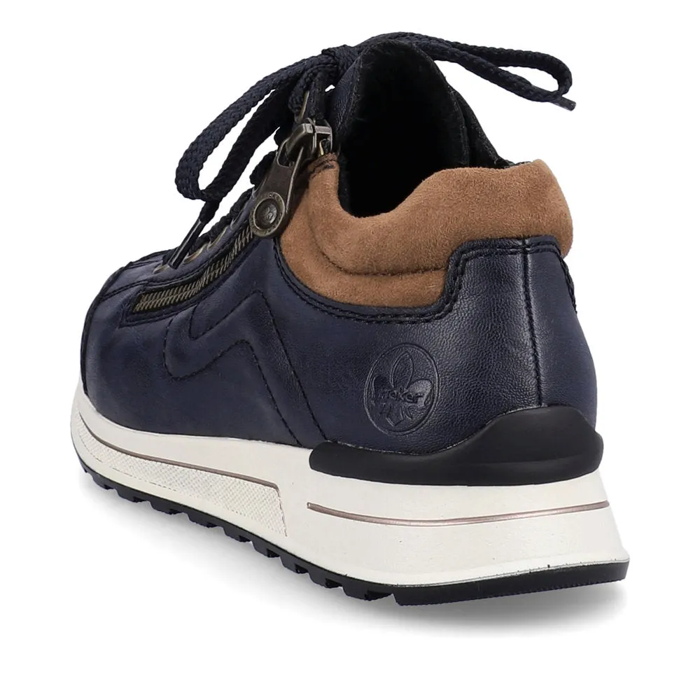 Rieker Ladies Sneakers Half Boots Navy Soft Uppers Zip Trainers N1400-14 sale