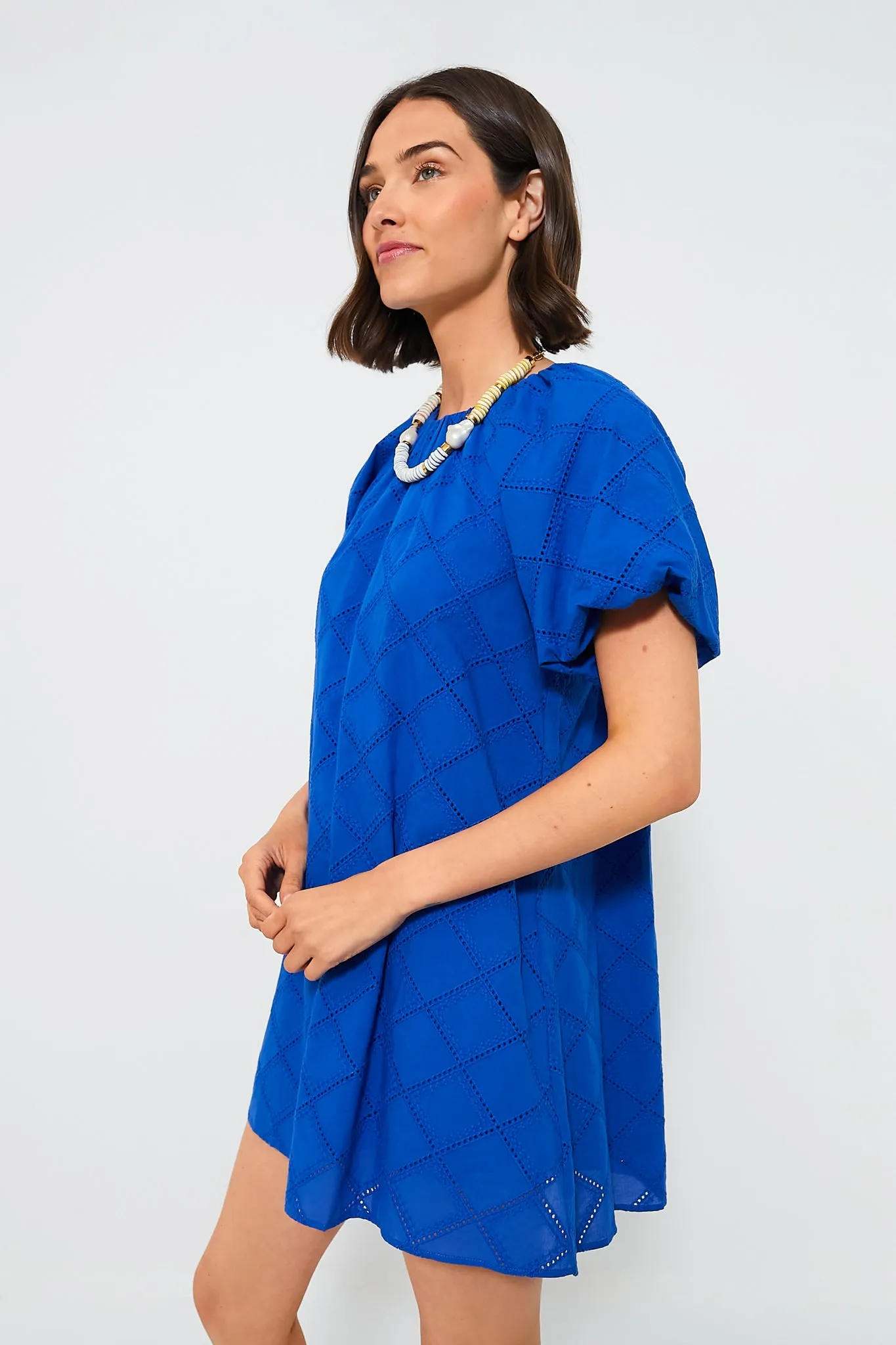 Royal Blue Eyelet Quincy Mini Dress