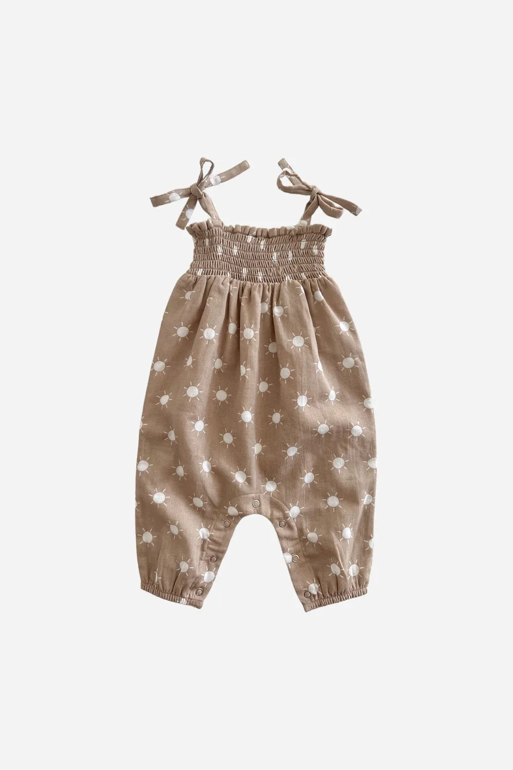 Siix Collection Smocked Jumpsuit in Sand Sun