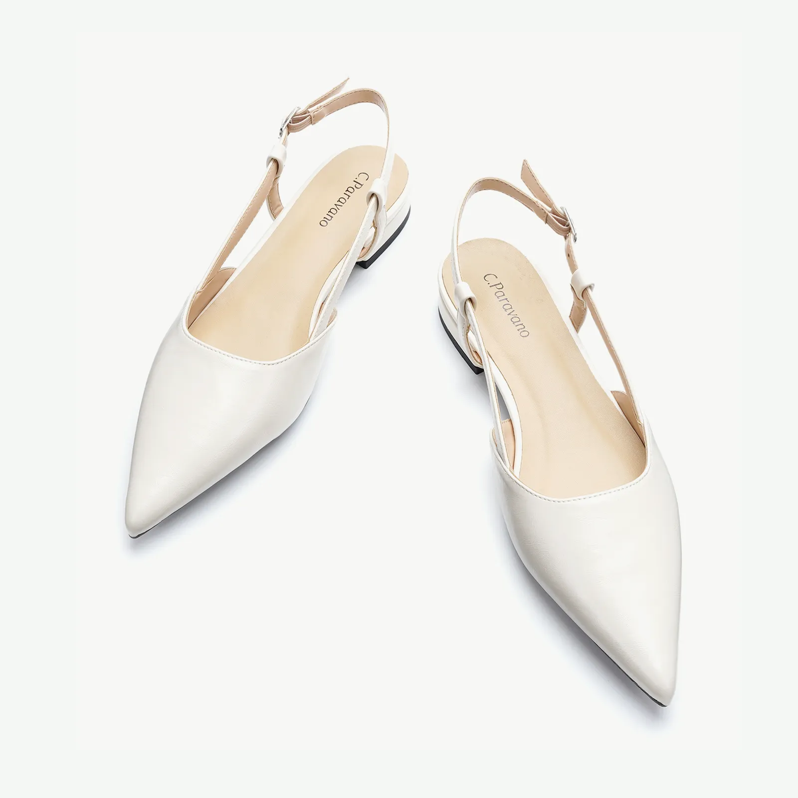 Sleek Slingback Flats (Freya) White