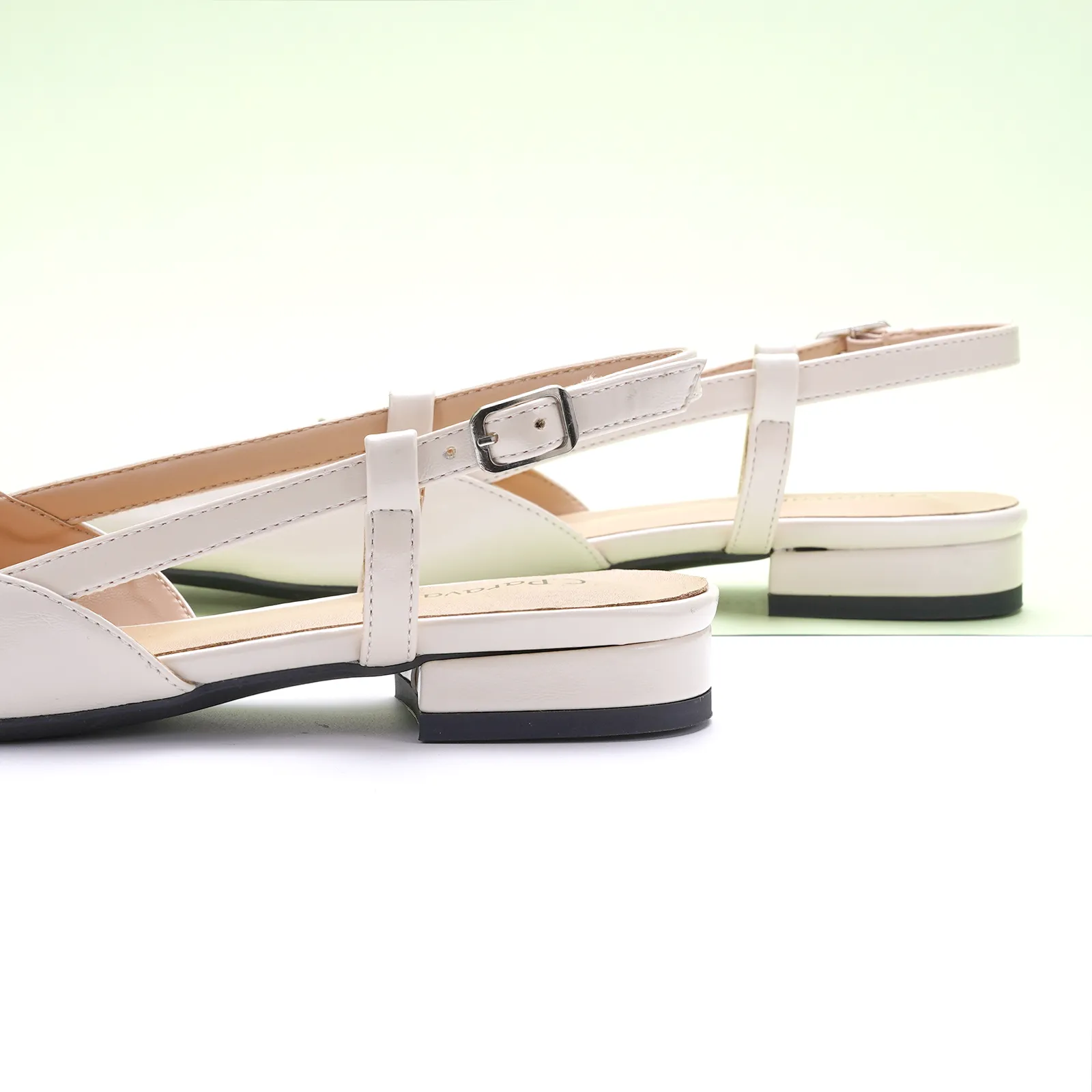 Sleek Slingback Flats (Freya) White