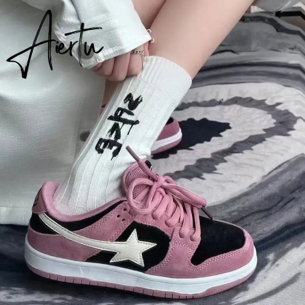 Star Pink Shoes Y2k Harajuku Casual Platform Sneakers Women Korean Fashion Girls Designer Preppy Style Flats Female