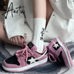 Star Pink Shoes Y2k Harajuku Casual Platform Sneakers Women Korean Fashion Girls Designer Preppy Style Flats Female