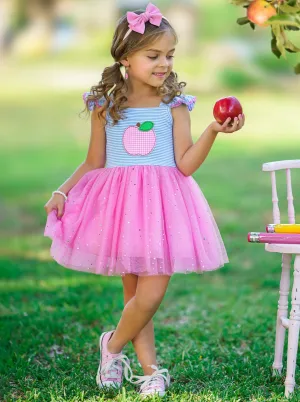 Sweetest Student Pink Apple Shimmer Tutu Dress