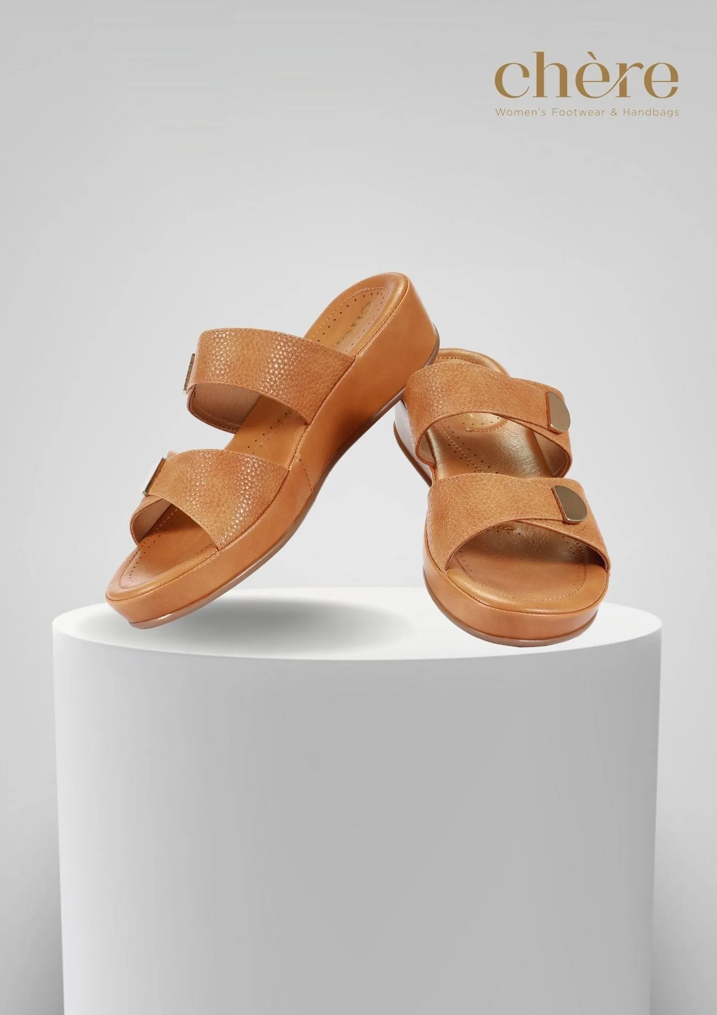 Tan Double Buckled Strap Sandals for Women