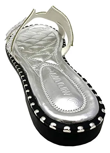 TIA-02 WOMEN'S OPEN TOE FASHION FLAT SANDALS RHINESTONE SLIP-ON FLIP FLOP