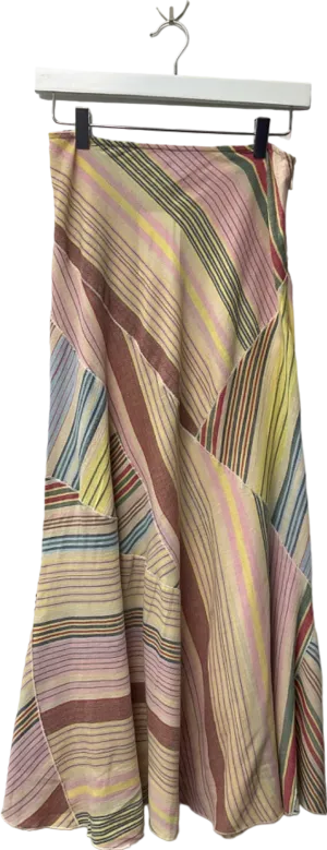 TopShop Multicoloured Striped Midi Skirt UK 8