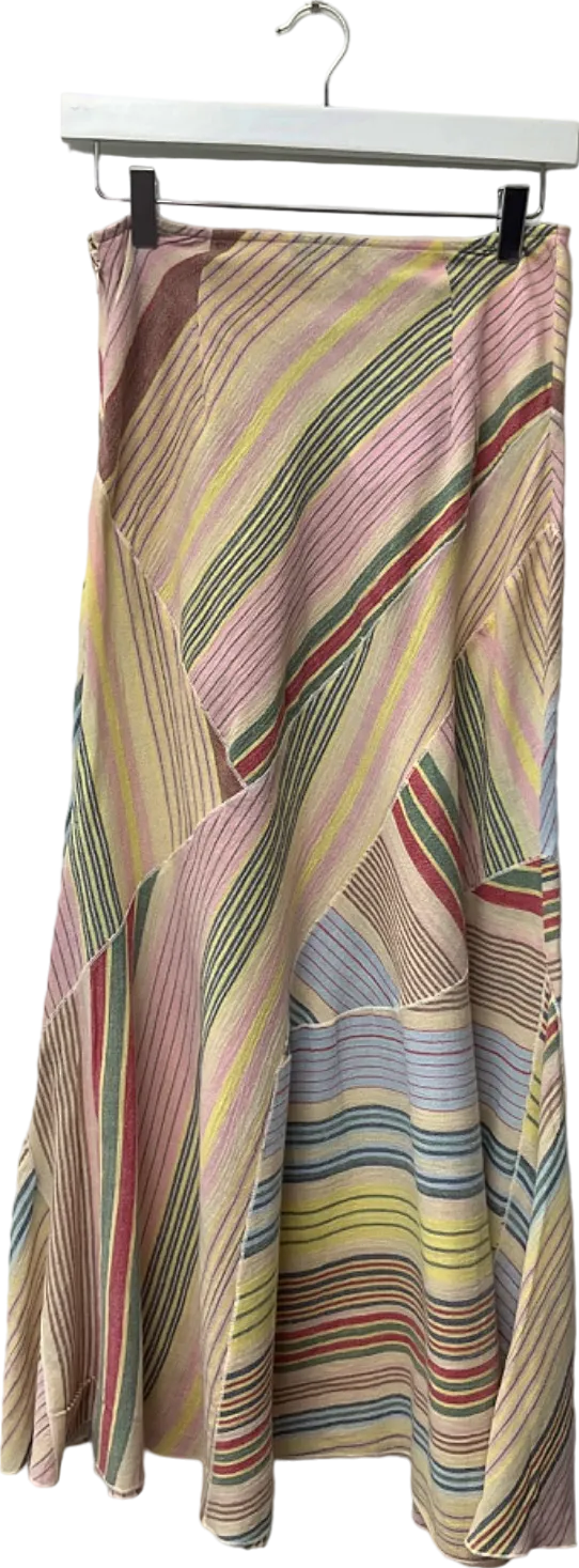 TopShop Multicoloured Striped Midi Skirt UK 8