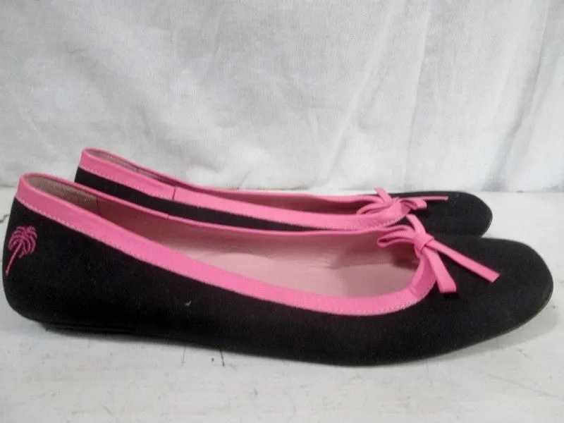 Womens LILLY PULITZER Slip On SHOE Flat Bow 9 NAVY BLUE PINK Preppie